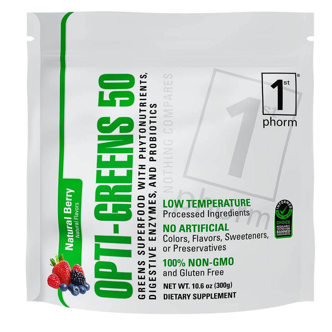 1st Phorm Opti-Greens 50 - Greens & Fruit Supplements - 30 Serves / Natural Berry