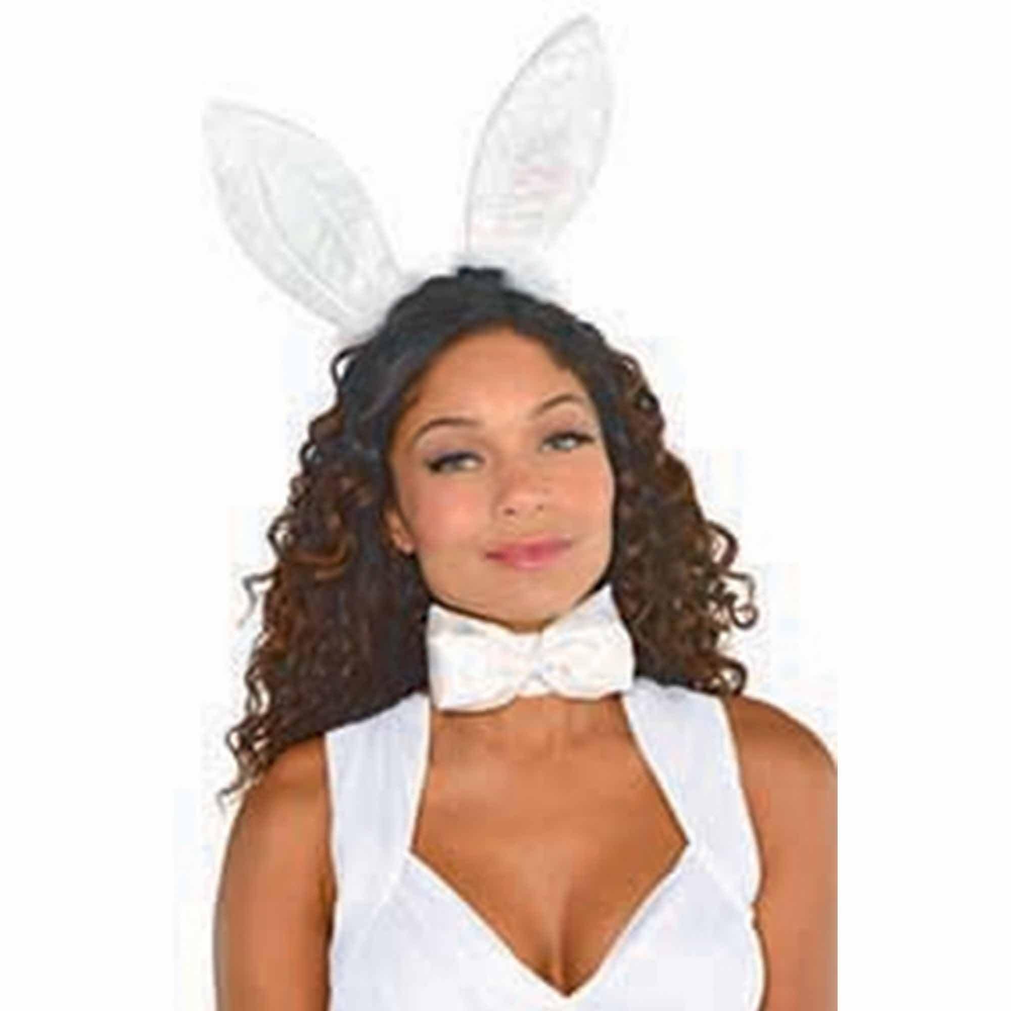 Bunny Ears Headband Adult Costume Accessory - White