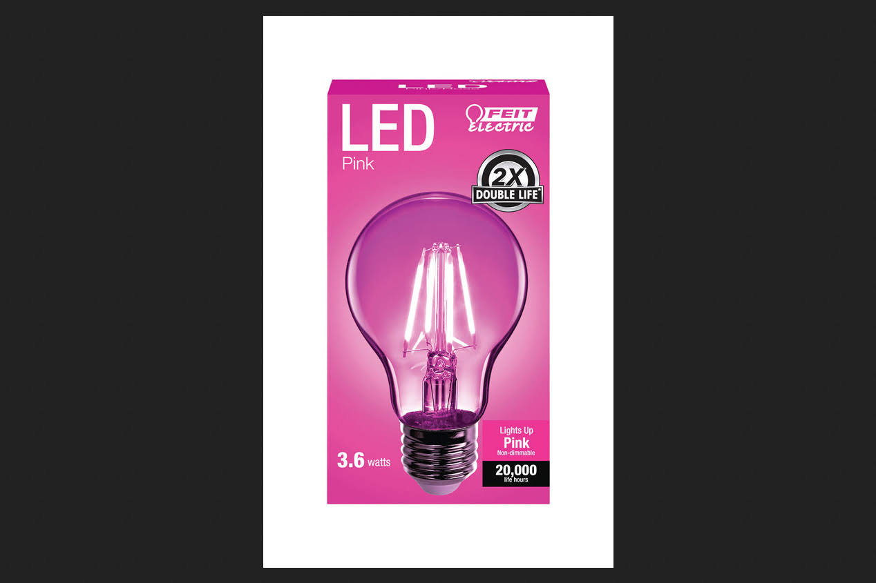 Feit A19TPKLED A19 Clear Glass LED Bulb - Pink, 3.6W