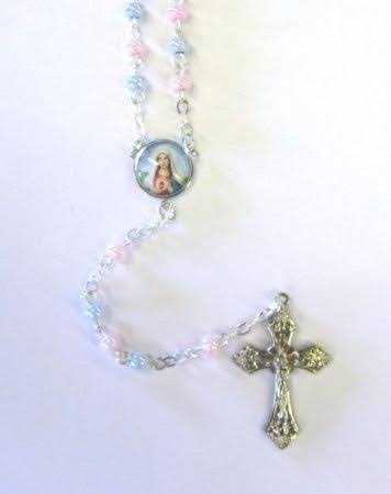 Holy Rosary with Pink and Blue Beads