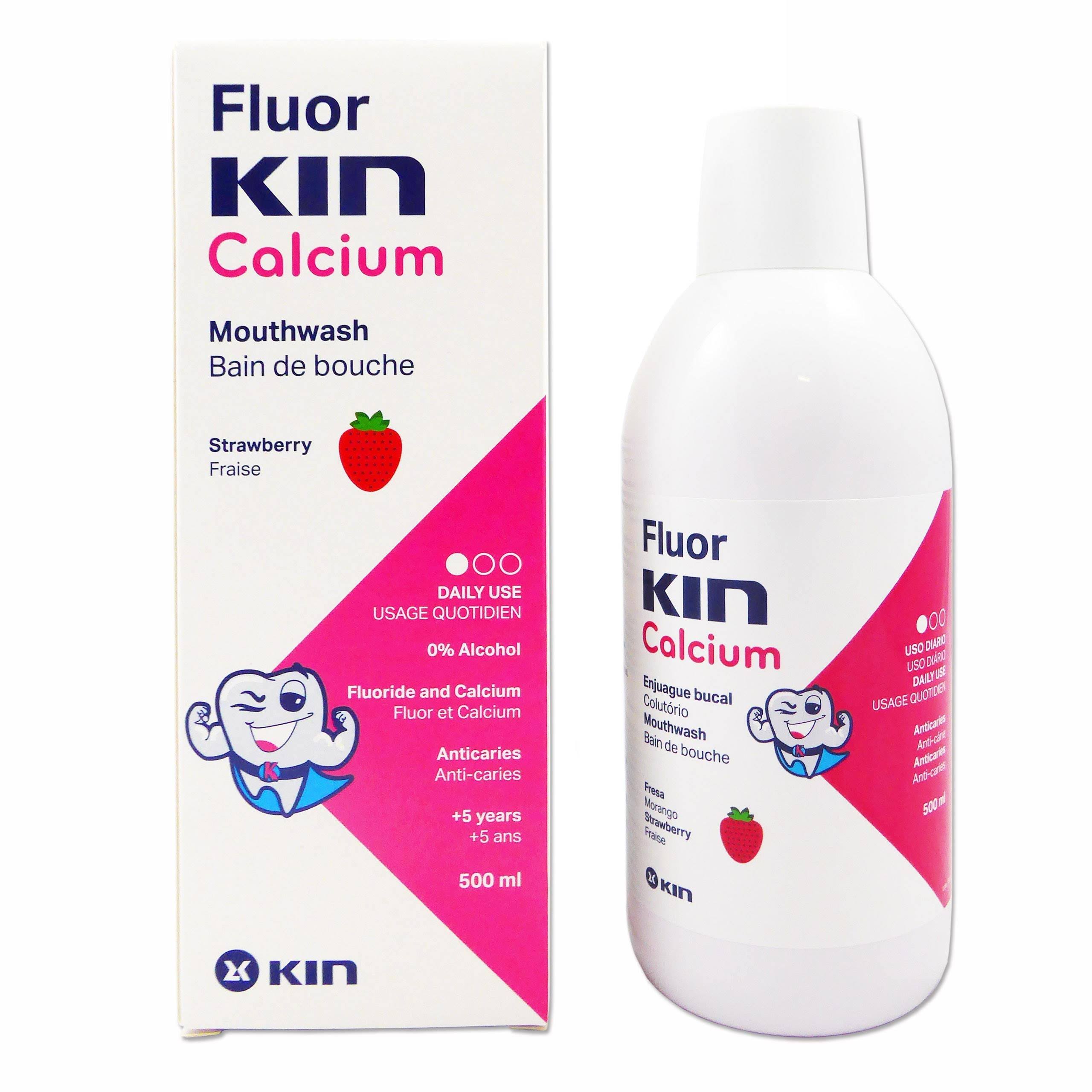 Kin Calcium Fluor Mouthwash 500ml Strawberry Children 500 ml