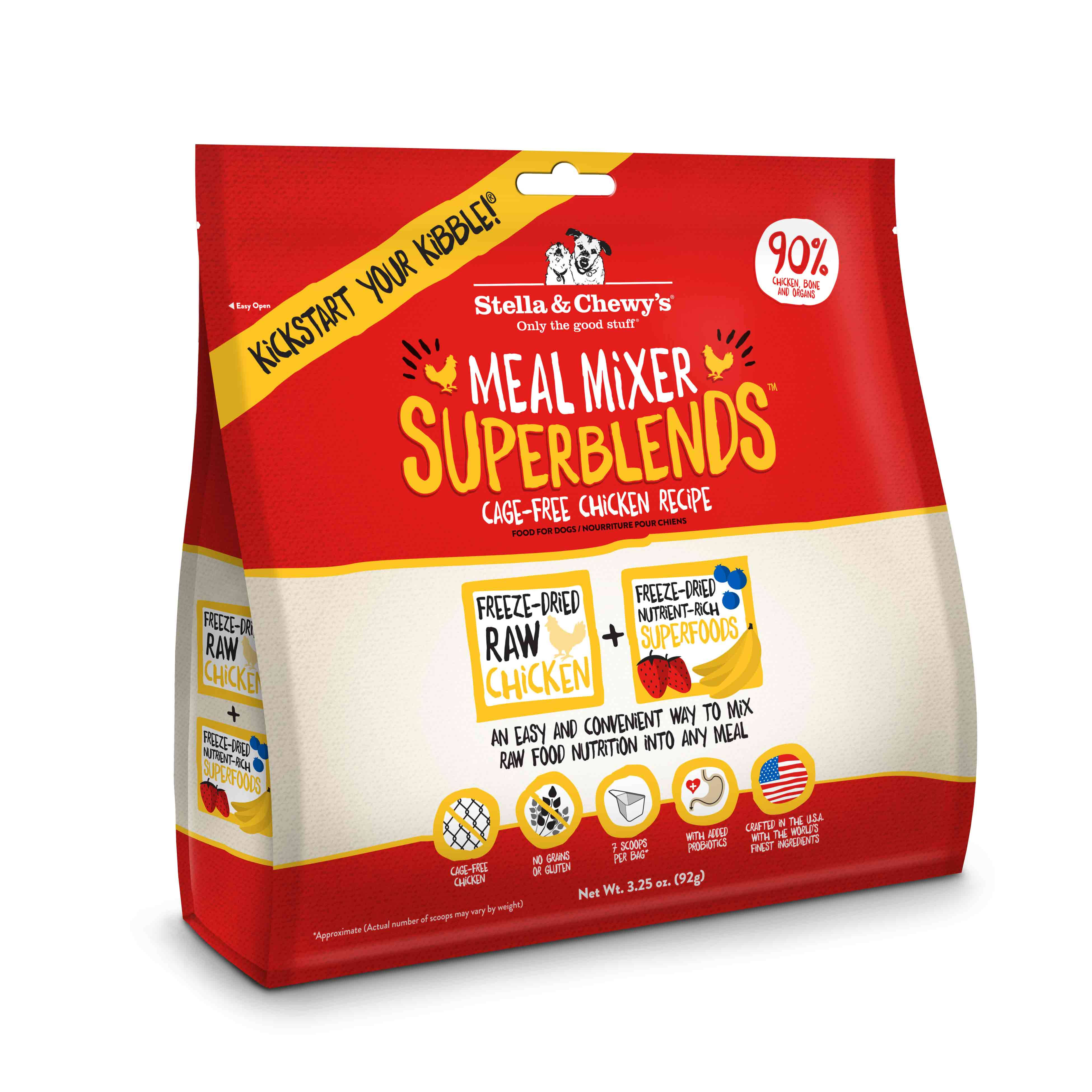 Stella & Chewy's Freeze-Dried Raw Meal Mixer Superblends Cage-Free Chicken Recipe Grain-Free Dog Food Topper