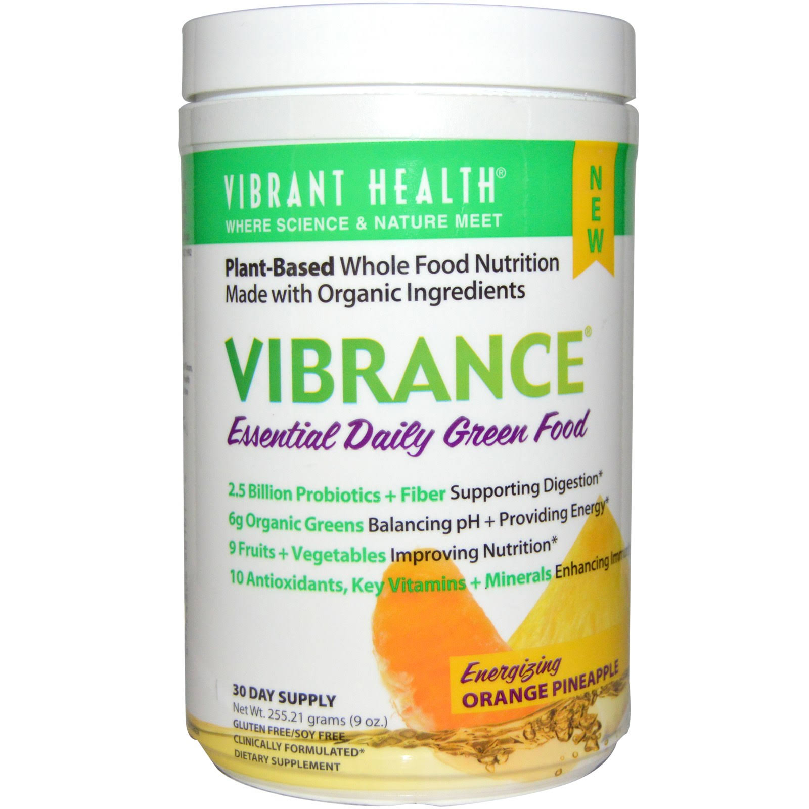 Vibrant Health Vibrance Essential Daily Green Food - Orange Pineapple, 9oz