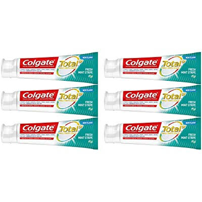 Colgate Total Fresh Mint Stripe Gel Toothpaste, 6.3 Ounce, 6 Pack