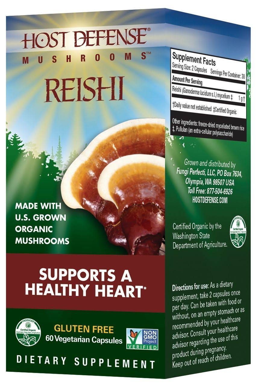 Host Defense Reishi Mushroom Supplement - 60 Vegetarian Capsules