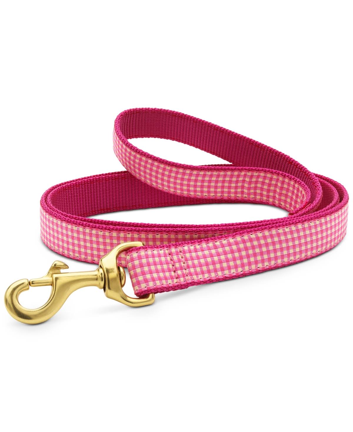 Up Country Pink Gingham Dog Leash 6-ft Wide