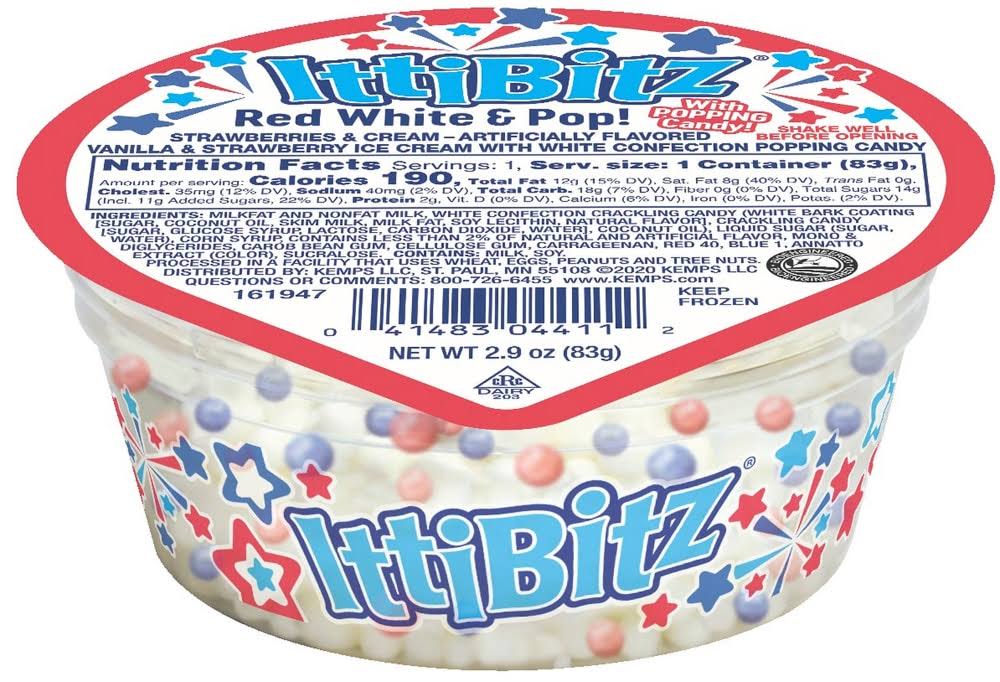 IttiBitz Red White & Pop Strawberries & Cream Ice Cream with Popping Candy