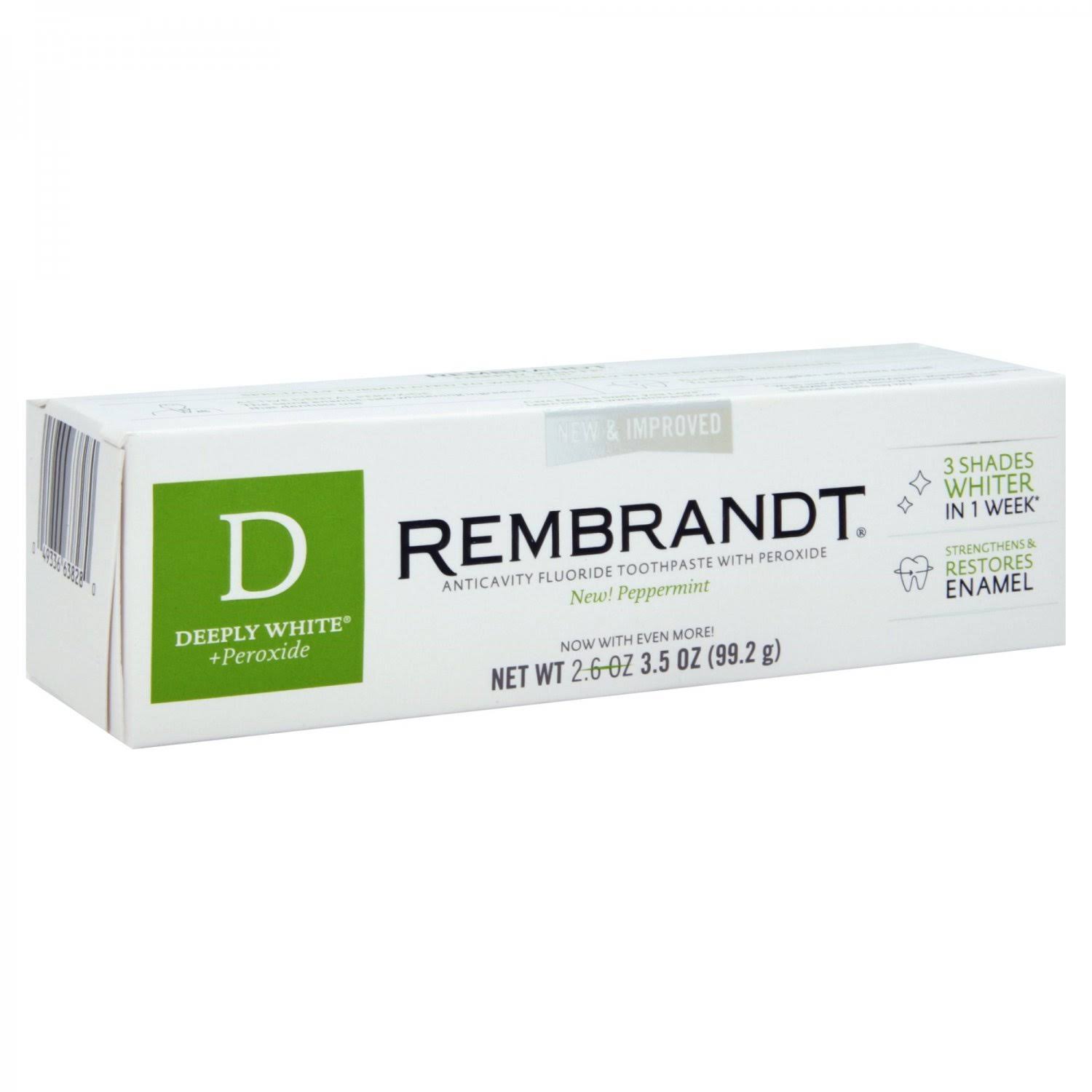 Rembrandt Anticavity Fluoride Toothpaste, 3.5 oz (99.2 g), Peppermint