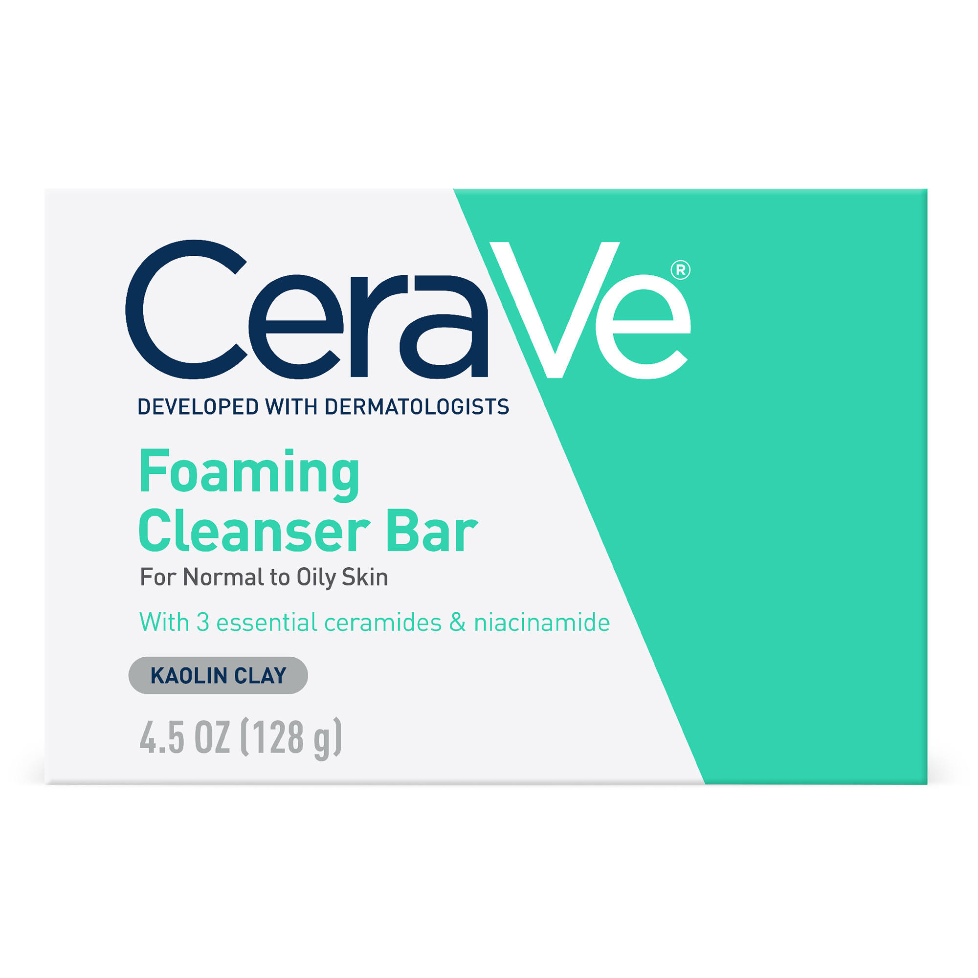 Cerave Foaming Cleanser Bar, Kaolin Clay - 4.5 oz