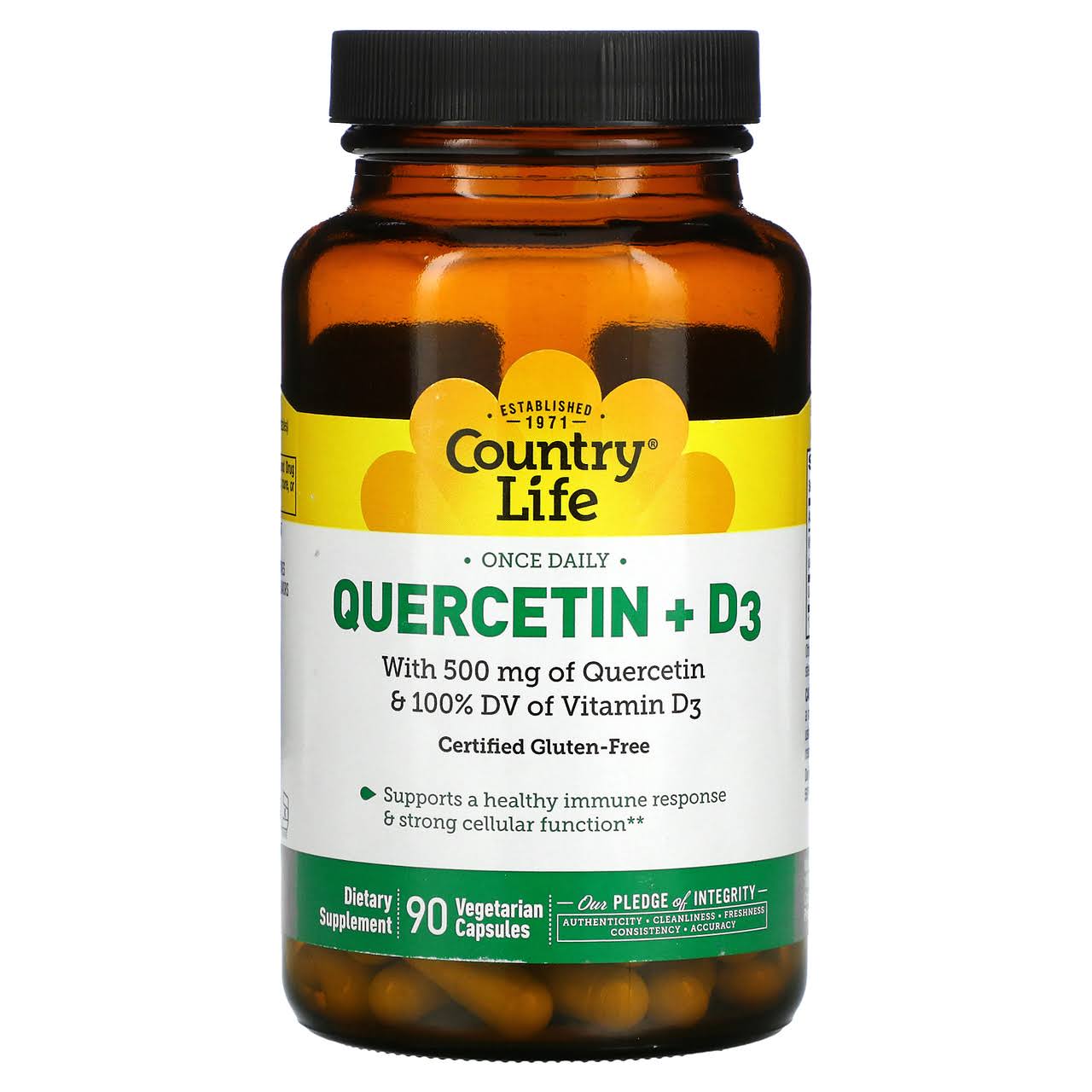 Country Life - Quercetin + D3 - 90 Vegetarian Capsules