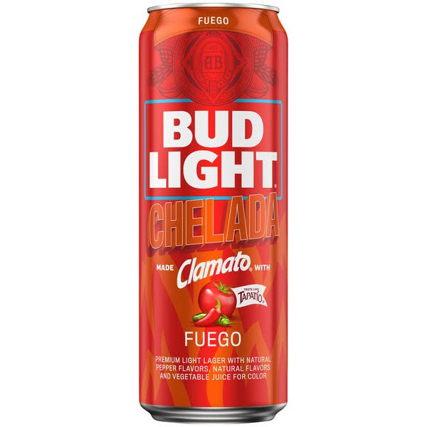 Bud Light Premium Light Lager Chelada Beer, Lager, Premium Light, Chelada, Fuego - 25 fl oz