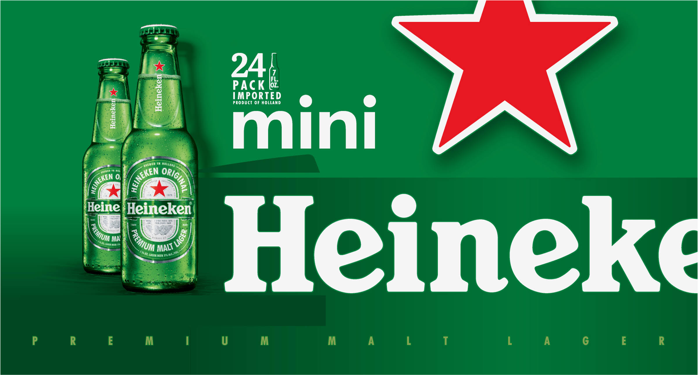 Heineken Beer, Mini, 24 Pack - 24 pack, 7 fl oz bottles