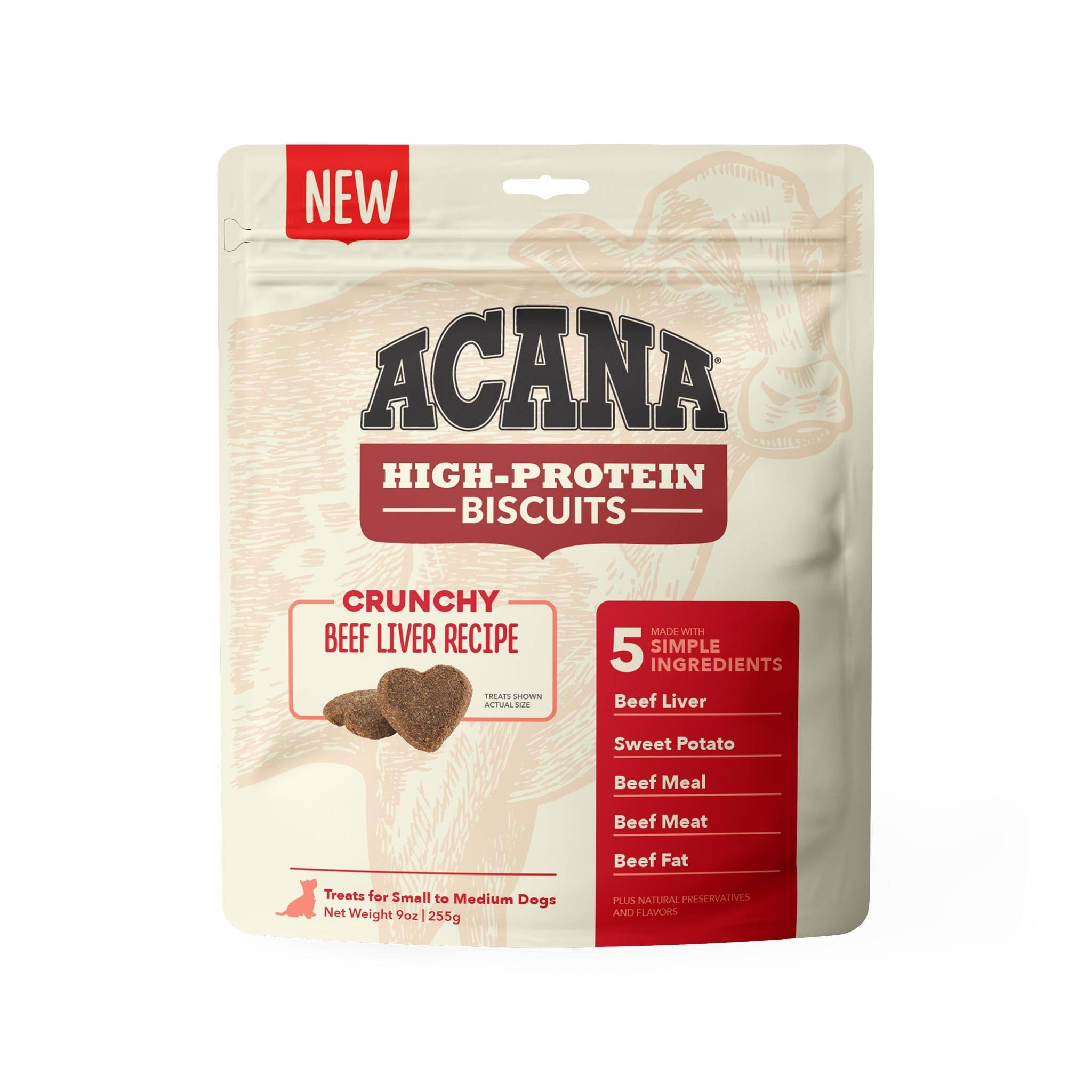 Acana High Protein Biscuits Crunchy Beef Liver Dog Treats [Large - 255g]