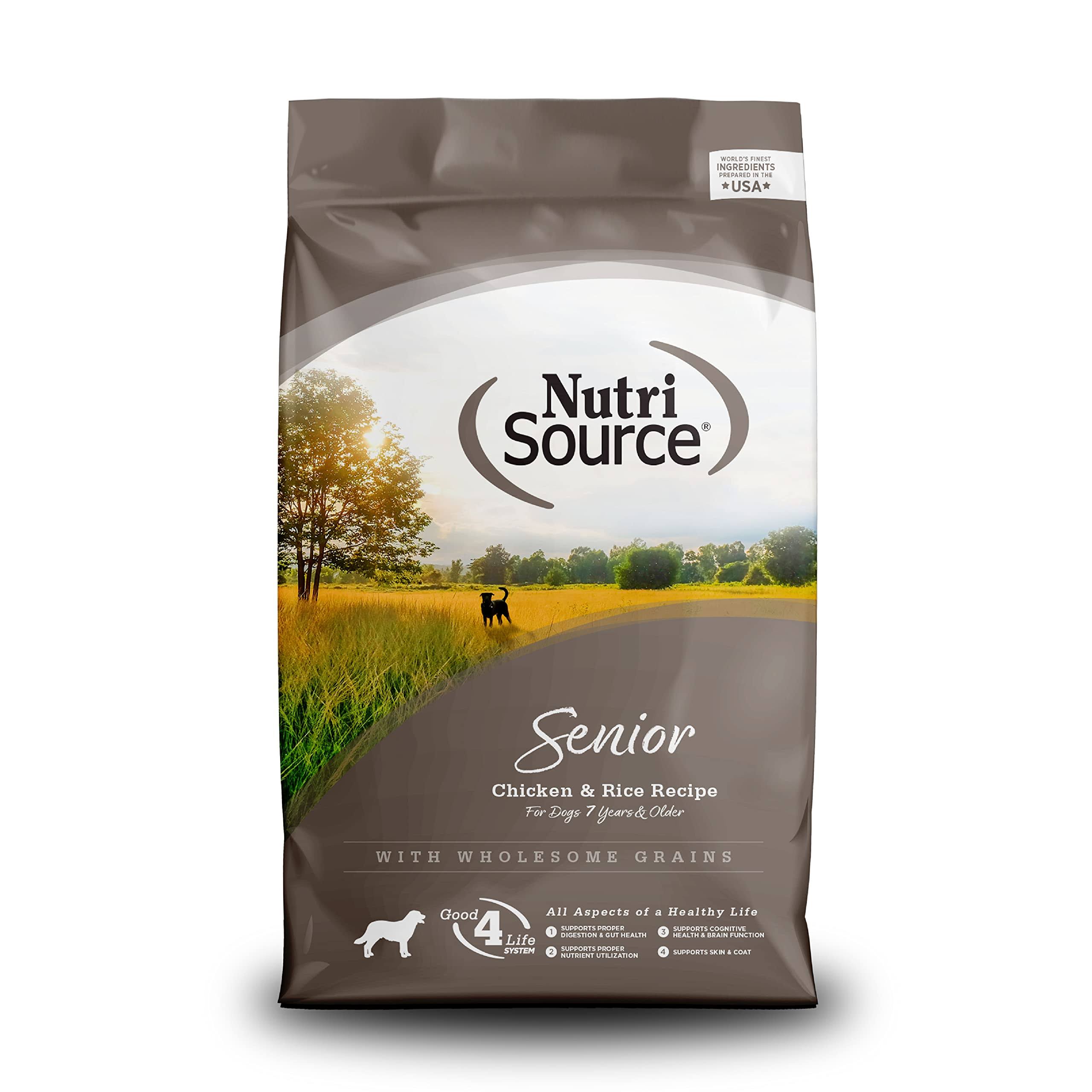 NutriSource Senior Chicken and Rice Dry Dog Food, 15-lb
