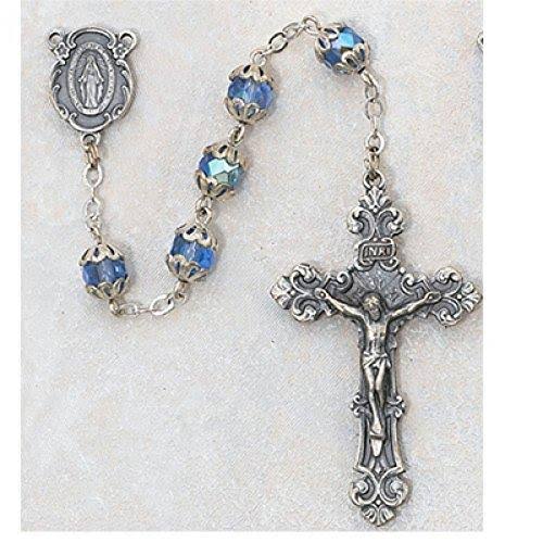 Capped Blue Crystal Bead Rosary