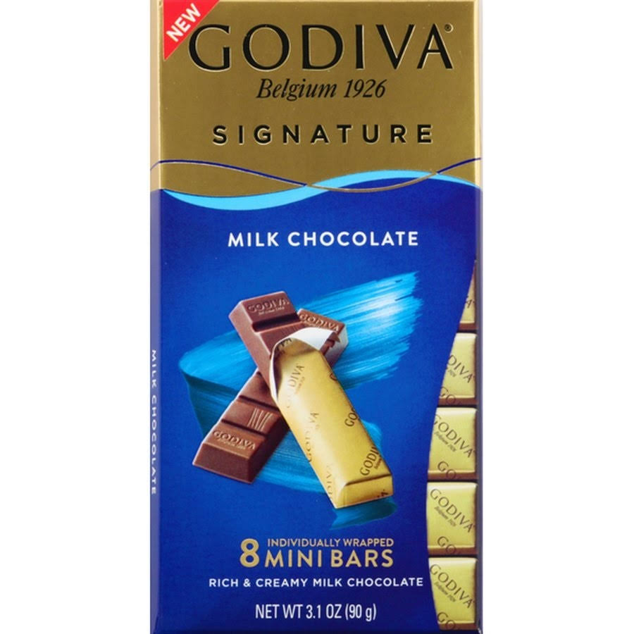 Godiva Signature Milk Chocolate Bar, Mini - 8 mini bars, 3.1 oz