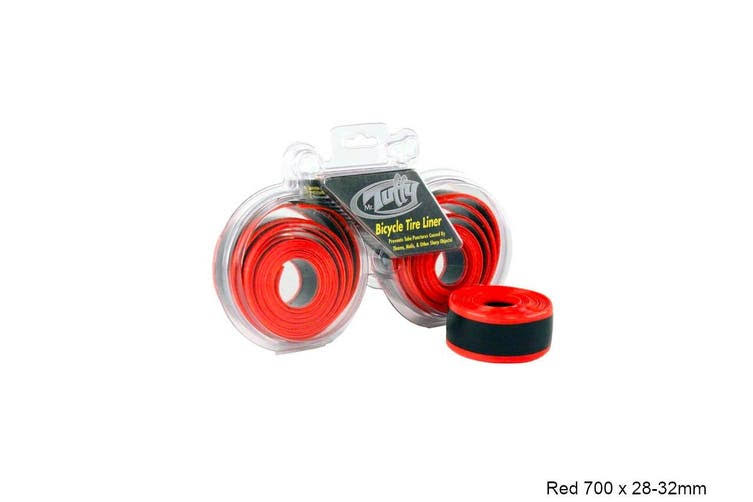 Mr. Tuffy Tire Liner - Red, 700 x 28-32, 27" x 1-1/4", Pair