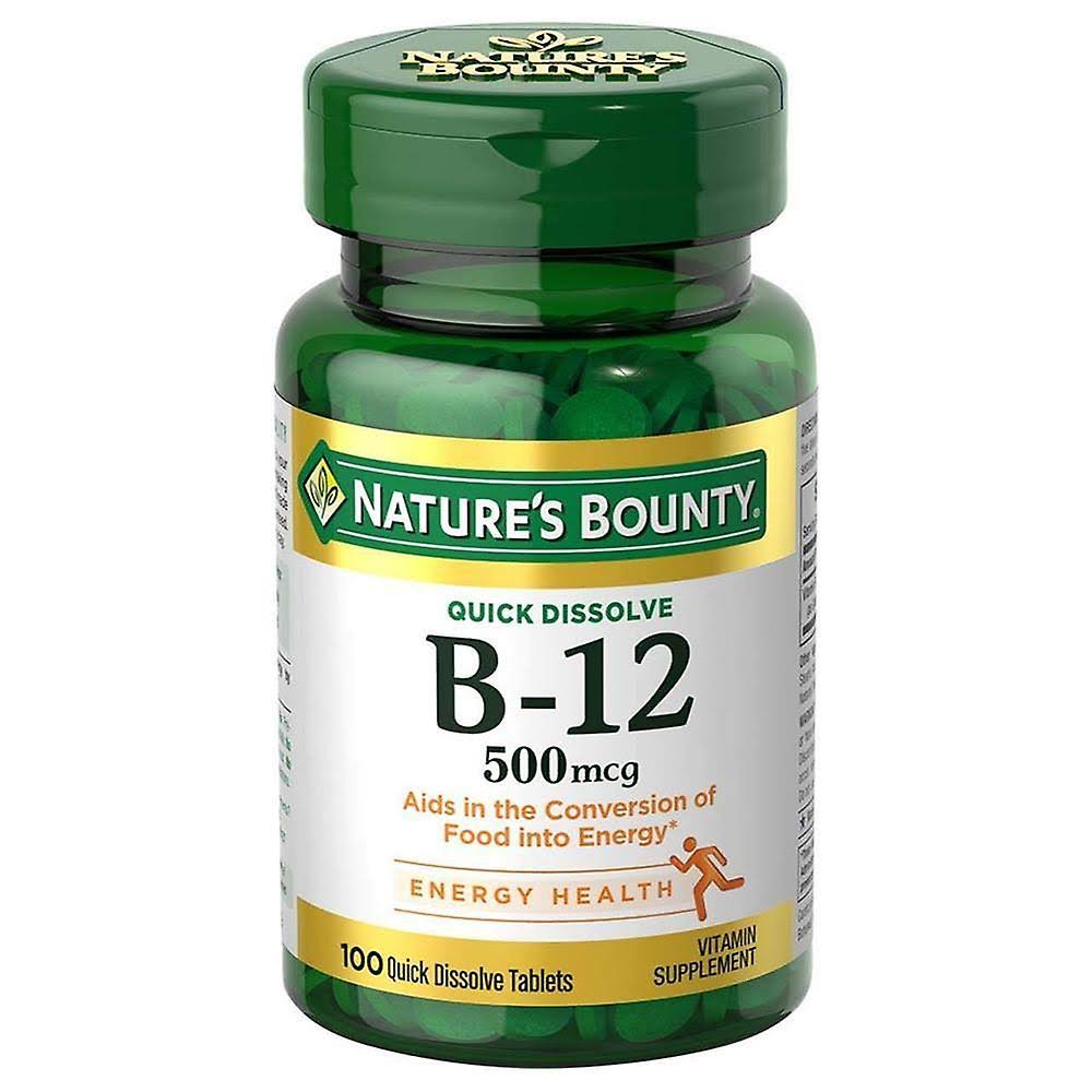 Nature's Bounty B-12 Sublingual Vitamin Supplement Microlozenges - Natural Cherry, 500mcg, x100