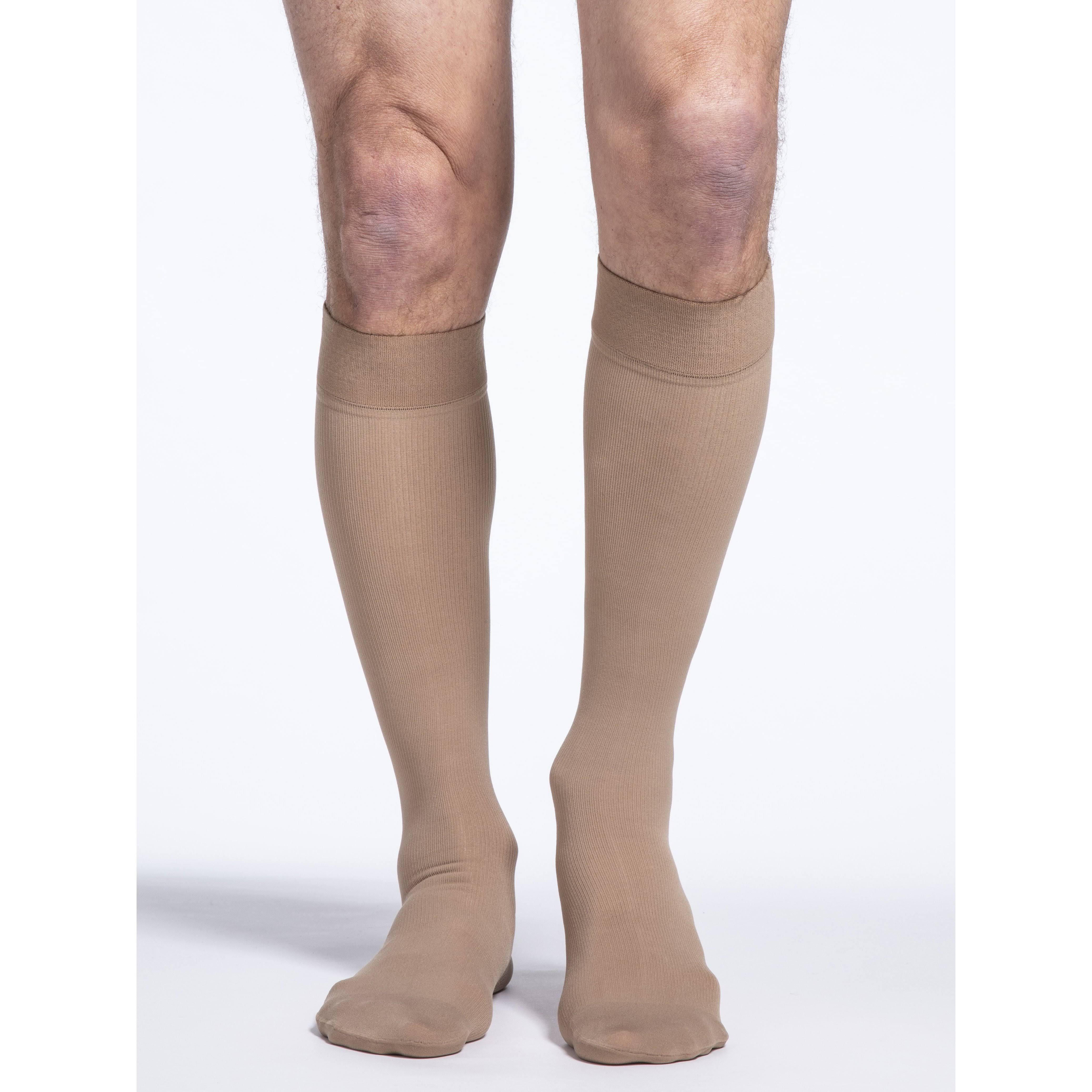 SIGVARIS Midtown Microfiber Knee High Compression Men's Socks - Black, 20-30mmhg, Medium-Large