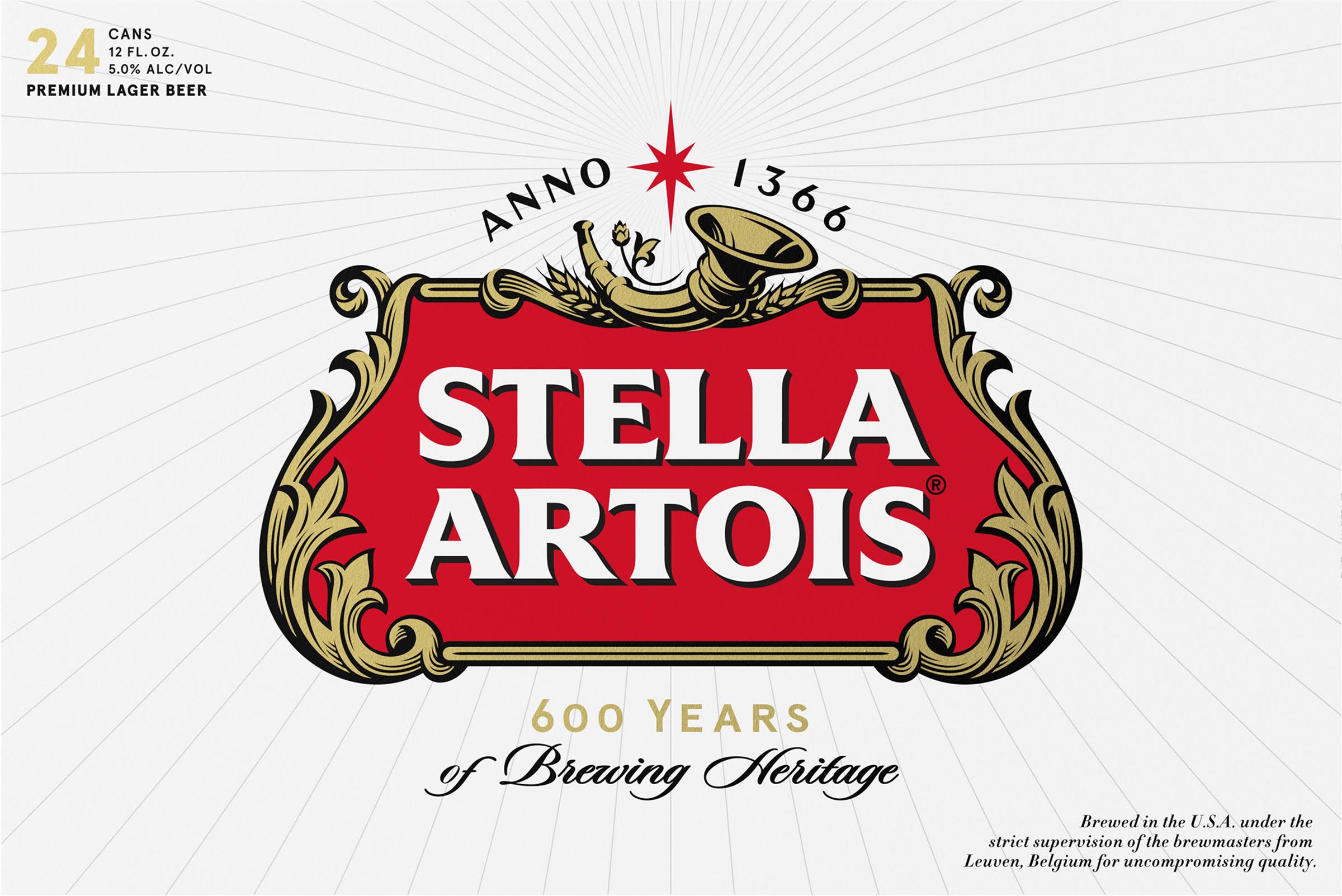 Stella Artois Beer, Lager, Premium, 24 Pack - 24 pack, 12 fl oz cans