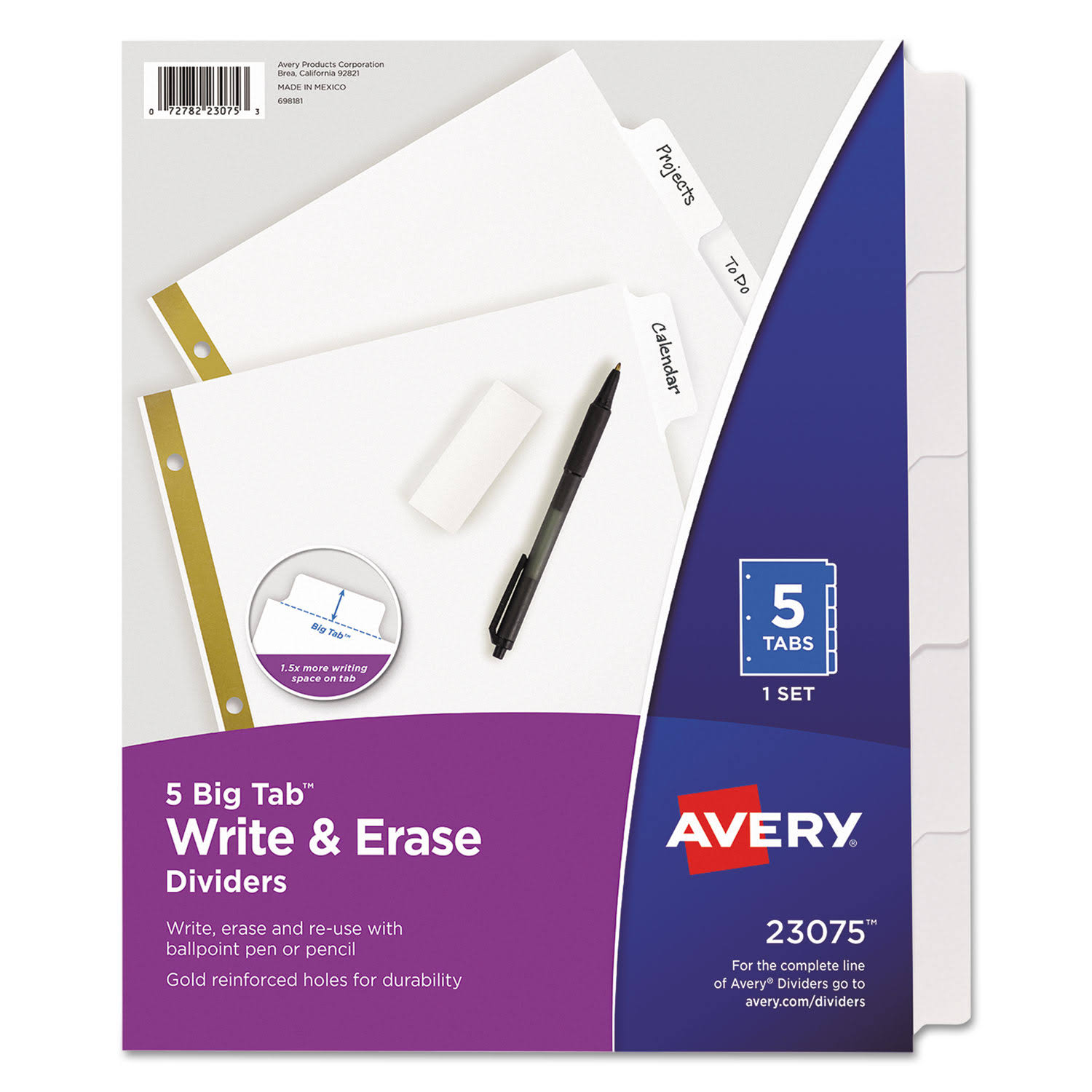 Avery Big Tab Write and Erase Dividers - White