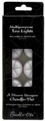 Candle-Lite Tea Light Candles - Unscented, White, 10 Pack
