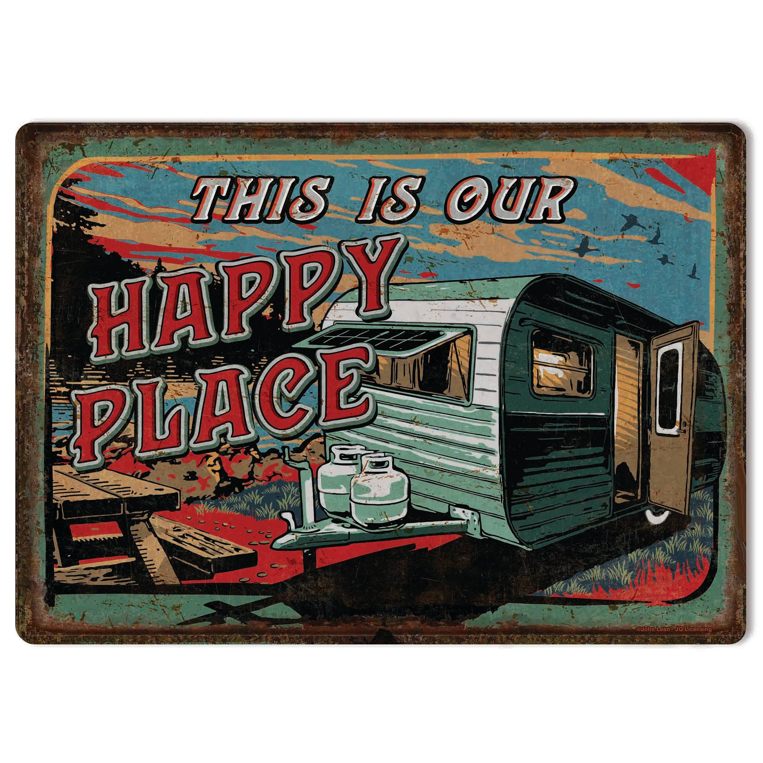 Happy Place - Tin Metal Sign - Rivers Edge Products