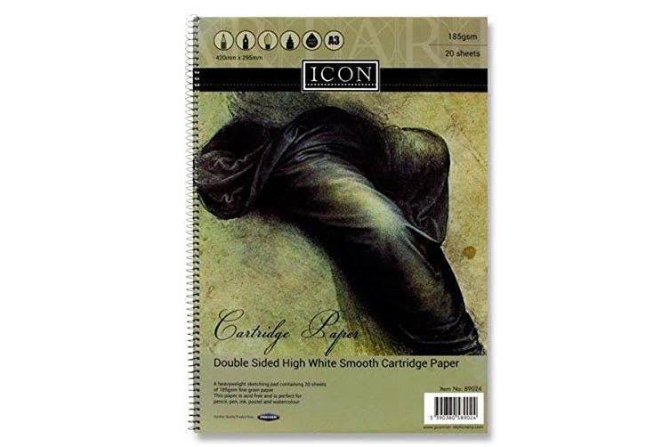 Premier Stationery Icon 185 GSM A3 20 Sheets Spiral Sketch Pad