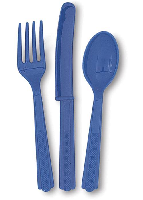 Blue - Navy Blue Cutlery - Assorted - 24pk