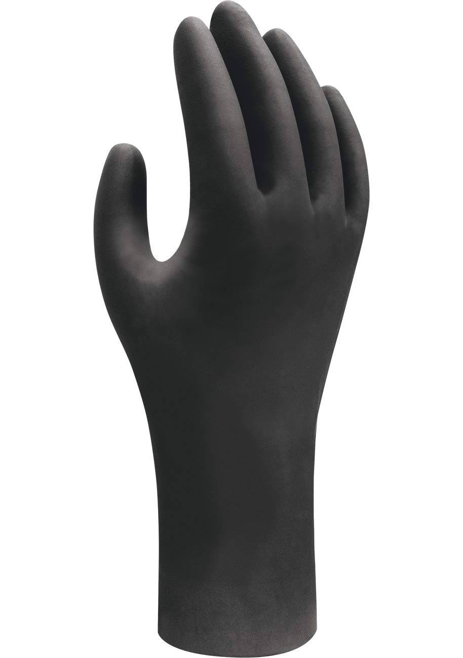 Showa 6112PFL Disposable Gloves, Nitrile, Powder Free, Black, L, 100 Pk