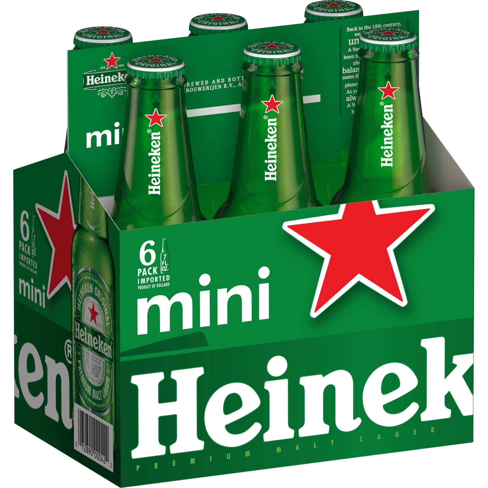 Heineken Lager Beer - 7oz Bottles, 6 Pack