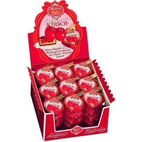 Reber Black Forest Chocolate Marzipan Hearts with Cherry Preserve 1.1 oz.