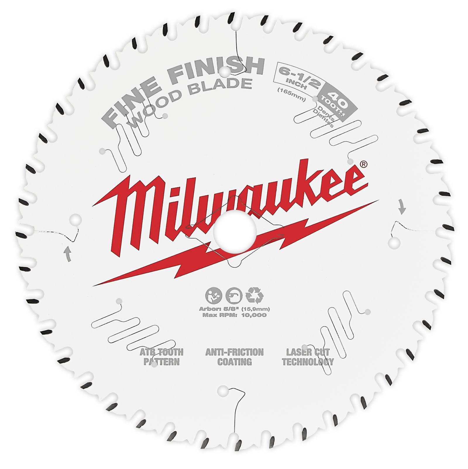 Milwaukee 165mm Finish 40T Circular Saw Blade 48400622
