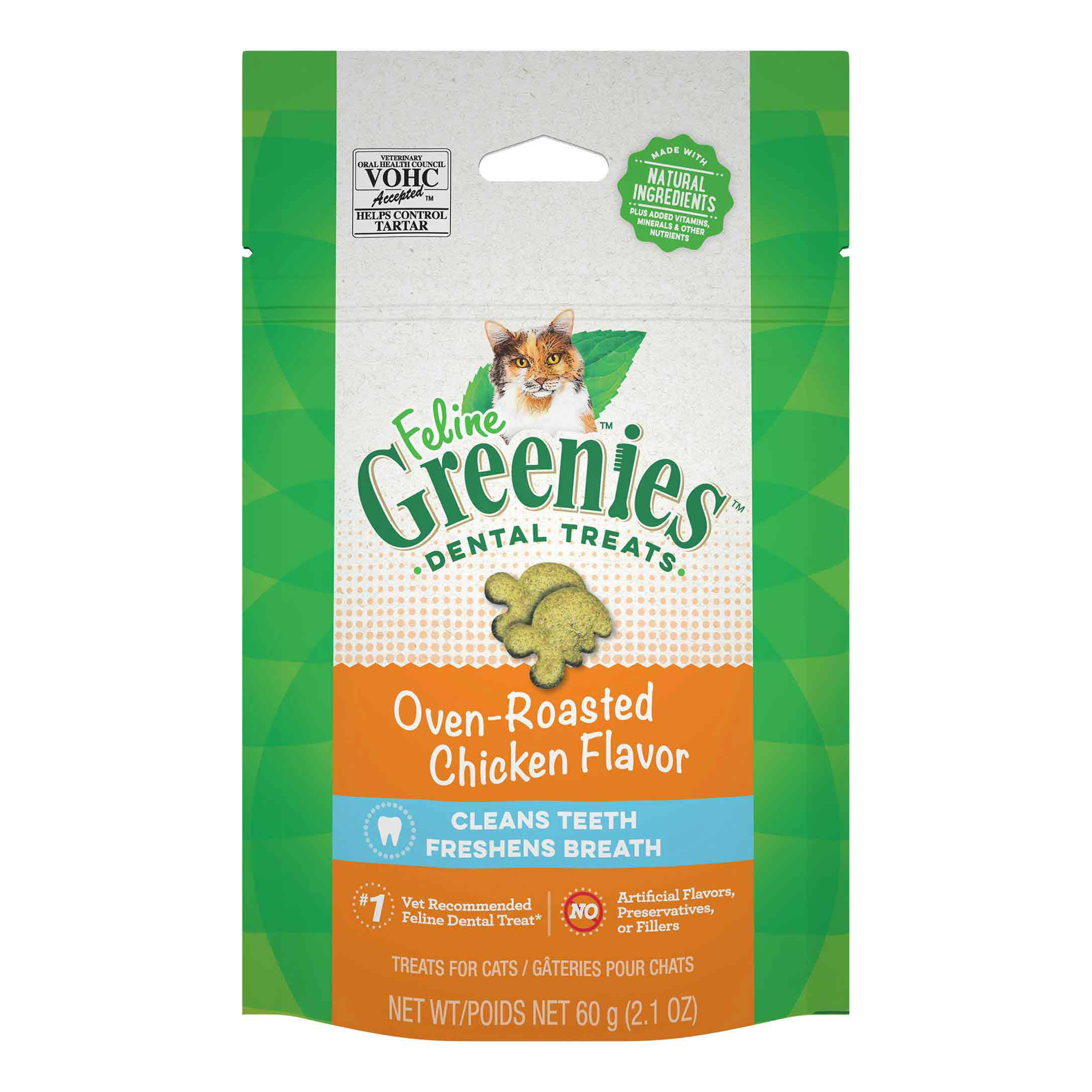 Greenies Feline Dental Treats, Oven-Roasted Chicken Flavor - 60 g