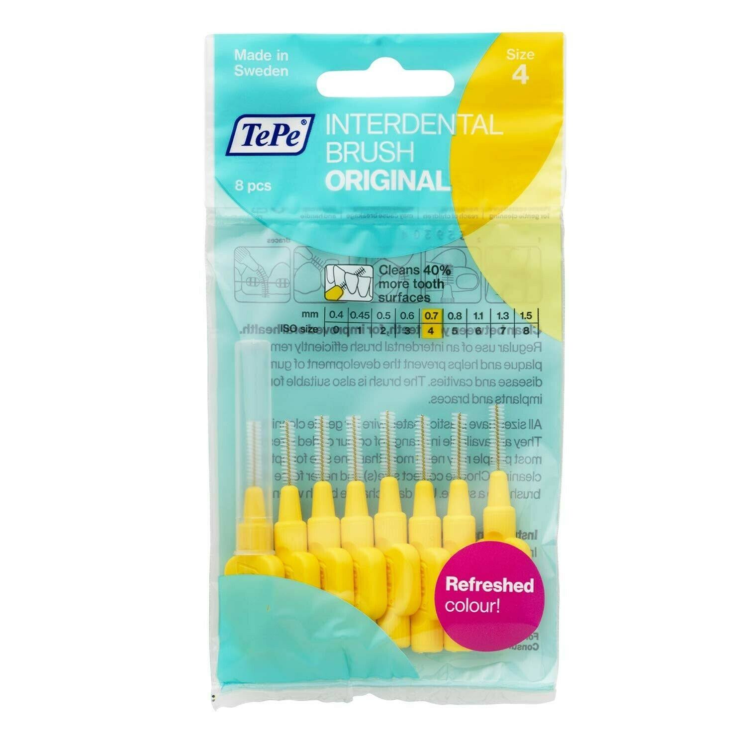 TePe Interdental Brush - Yellow (0.7mm) Size 4 - 8 Pack
