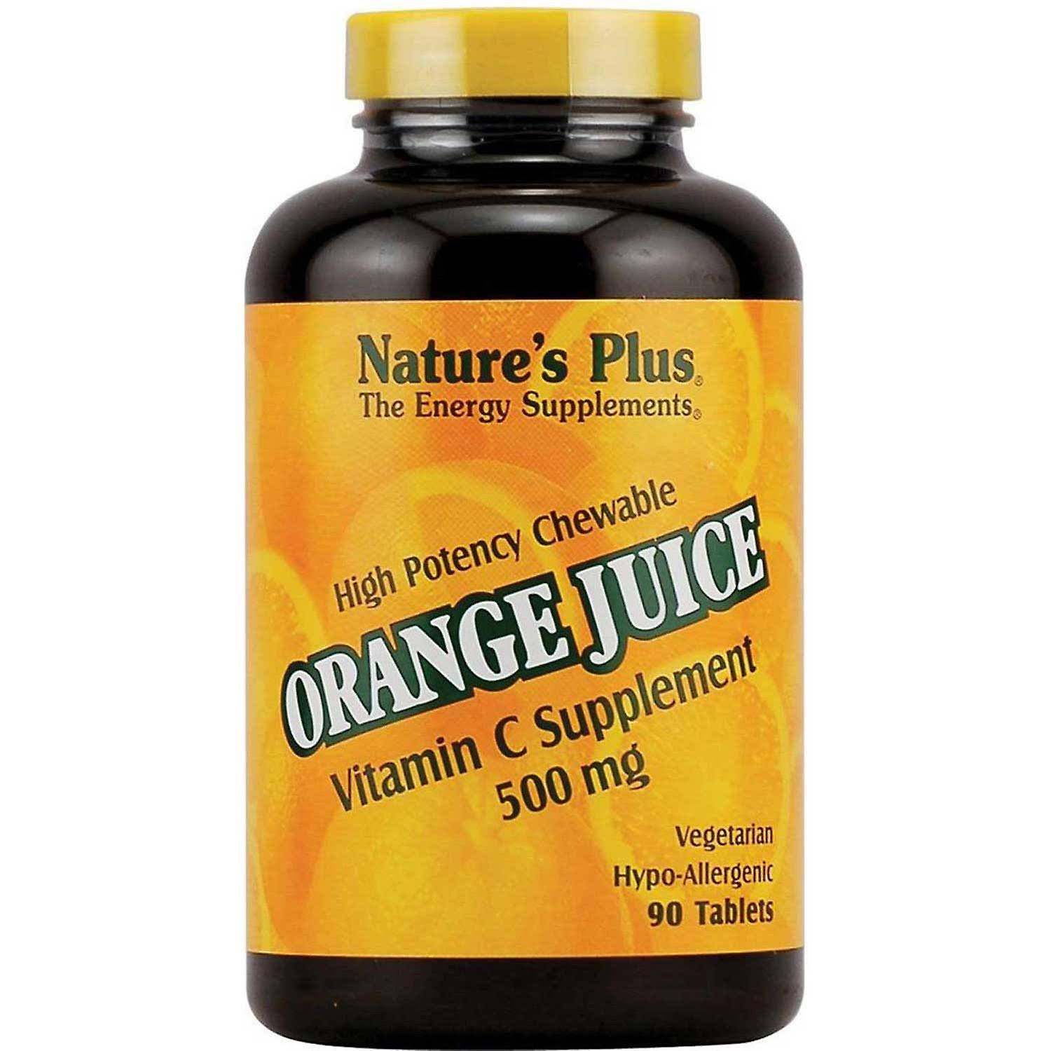 Nature's Plus Orange Juice Vitamin C Supplement - 500 mg, 90 Chewable Tablets