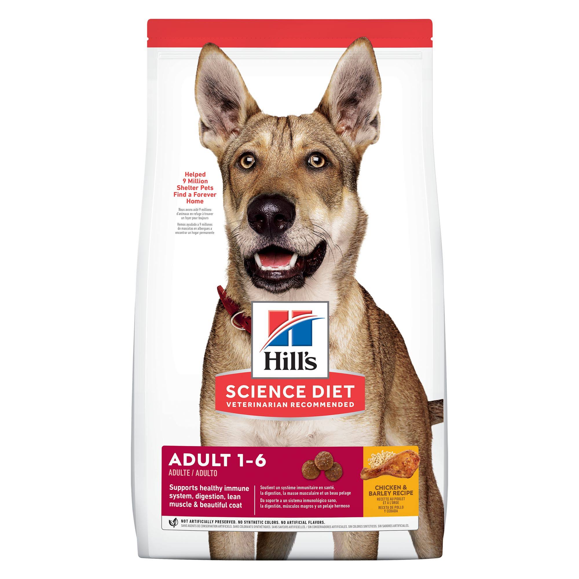 Hills Science Diet Dog Food, Chicken & Barley Recipe, Adult 1-6 - 15 lb