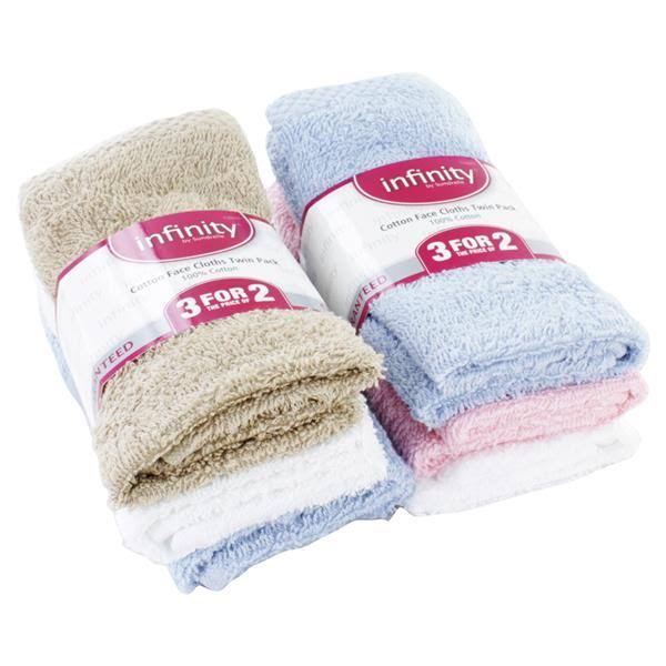 Infinity Cotton Face Cloths - 3 Pack