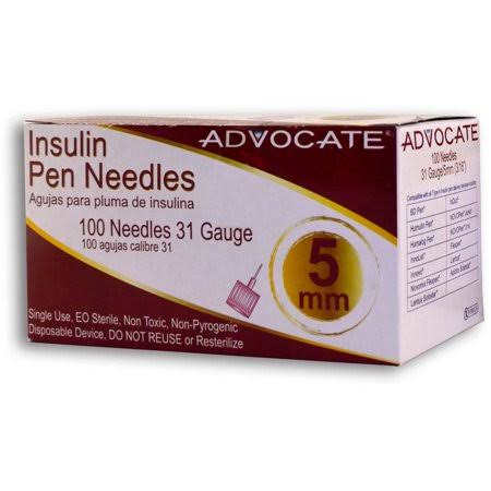 Advocate Insulin Pen Needle - 31 Gauge x 5mm, 3/16", 100ct