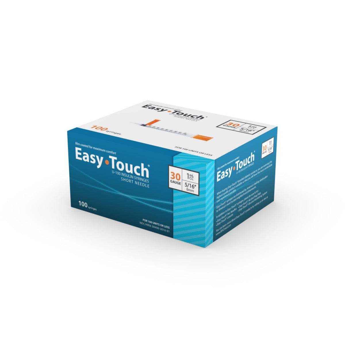 Easy Touch U 100 Insulin Syringe - 30g, 1cc, 100ct