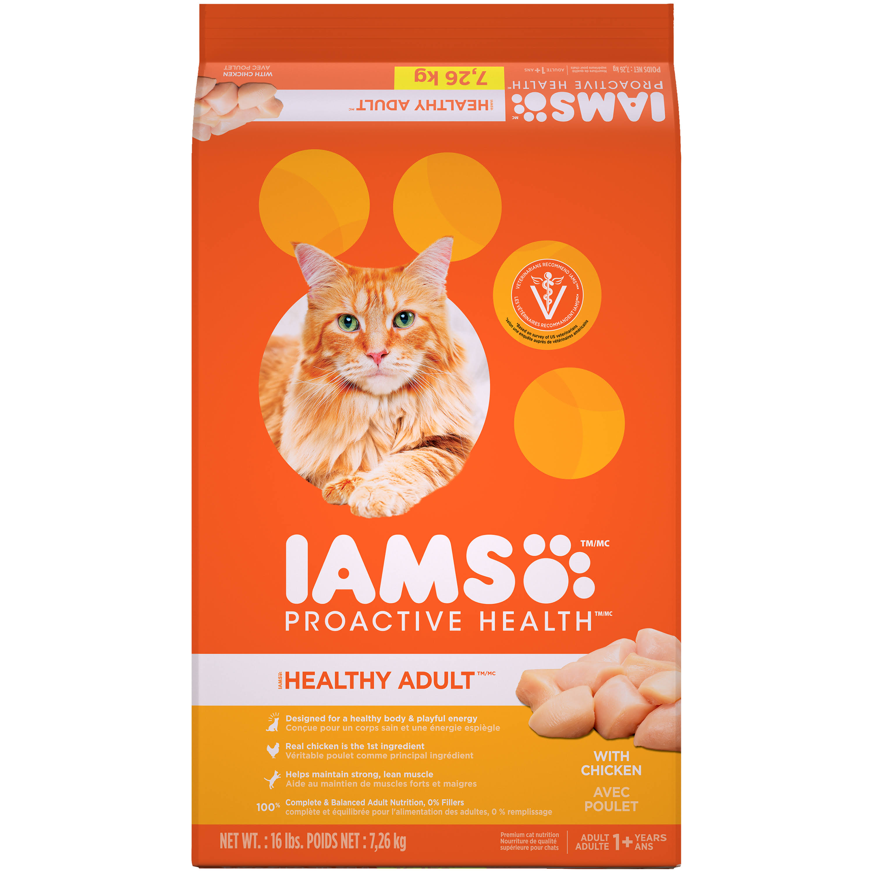 Iams Proactive Health Healthy Adult Original Dry Cat Food - Chicken, 16lbs