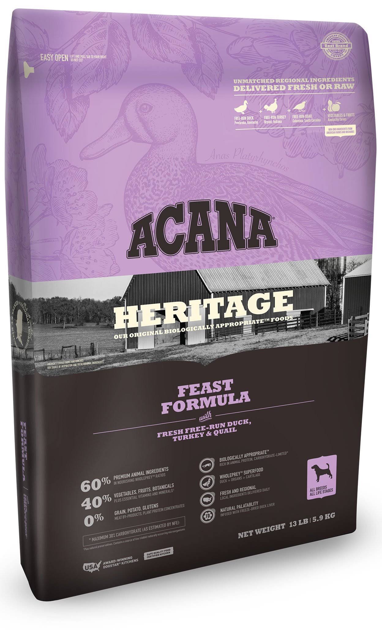 ACANA Heritage Feast Formula Dry Dog Food 25-lb