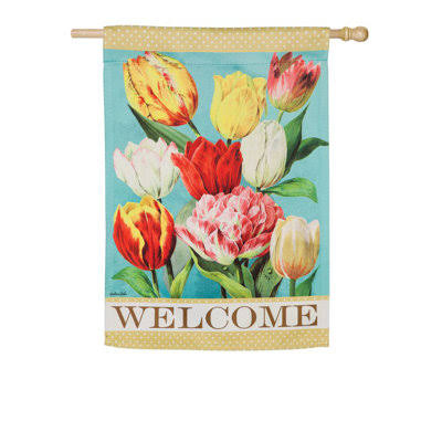 Evergreen Enterprises, Inc. Tulips 2-Sided Polyester 43 x 29 in. House Flag blue/brown