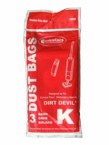 9 Royal Dirt Devil Stick VAC Type K Allergy Vacuum Bags, All Dirt
