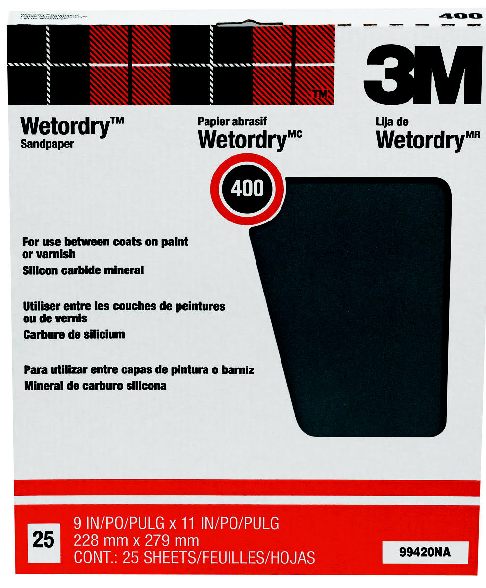 3M Pro-pak Wetordry Between Finish Coats Sanding Sheets - 400a Grit, 9" x 11"