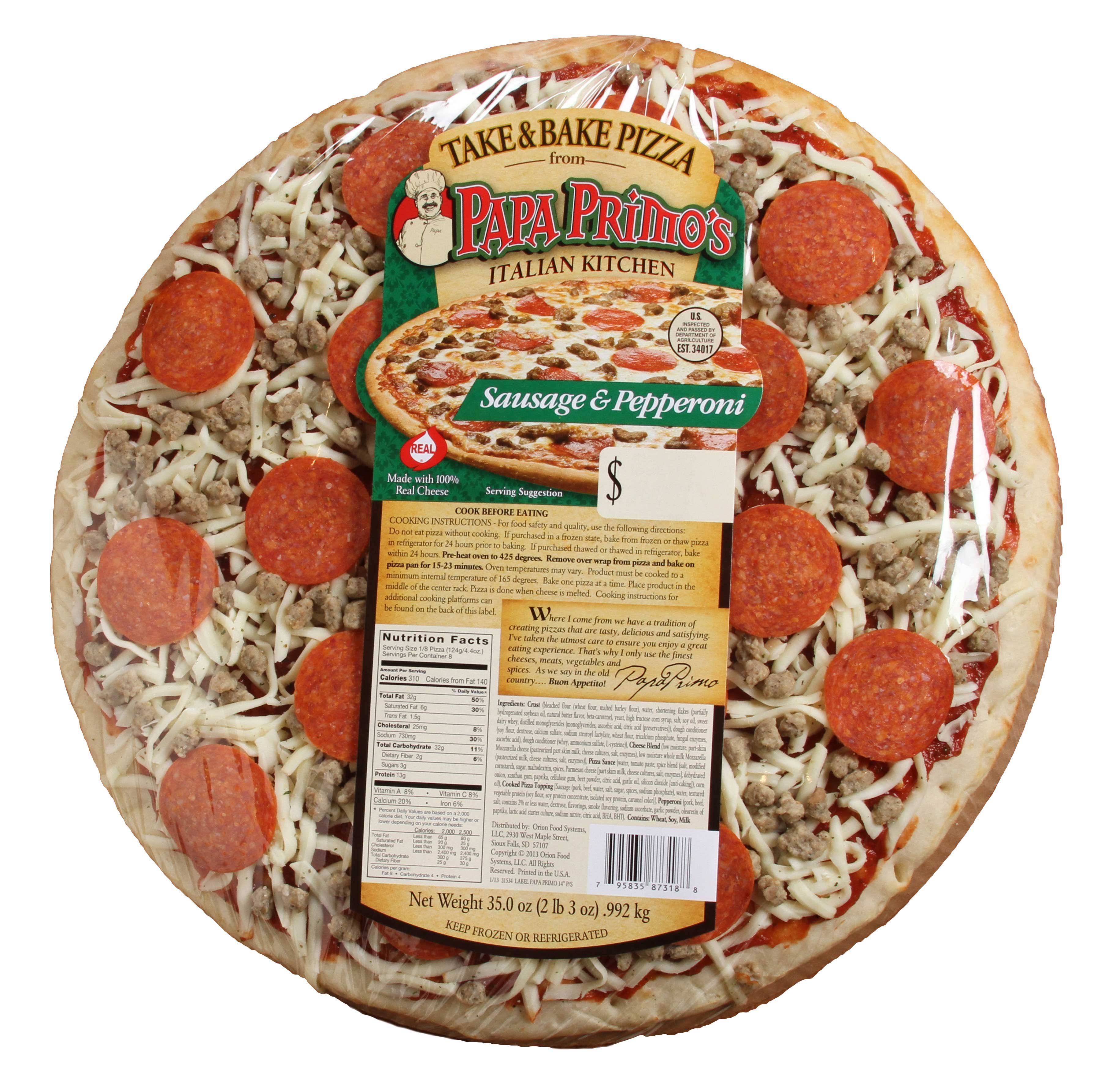 Papas Primos Large Pepperoni and Sausage Pizza, 35 Ounce - 1 each.