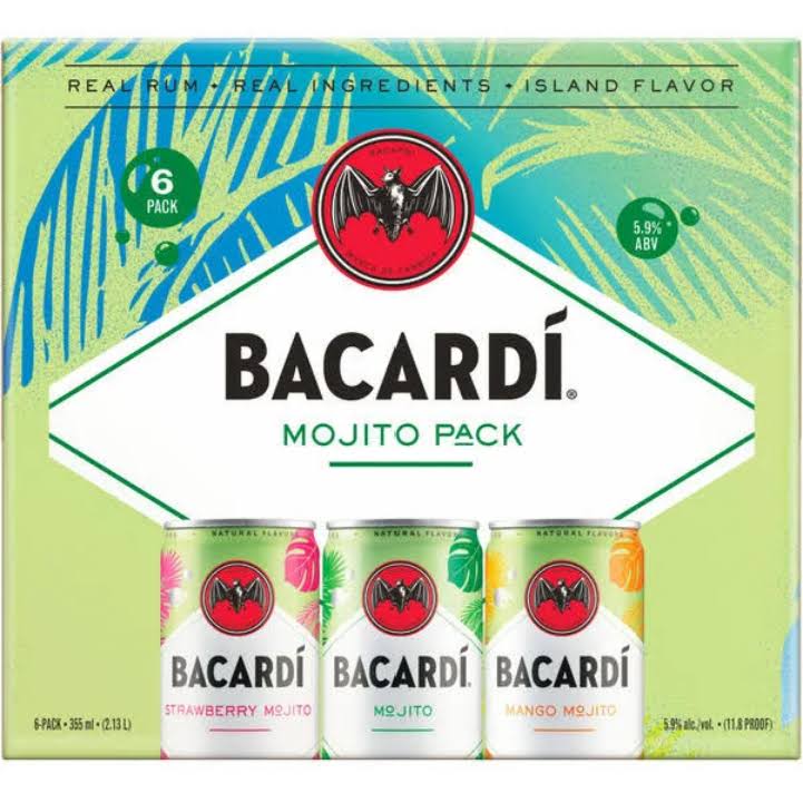 Bacardi Cocktail, Mojito Pack - 6 pack, 355 ml cans