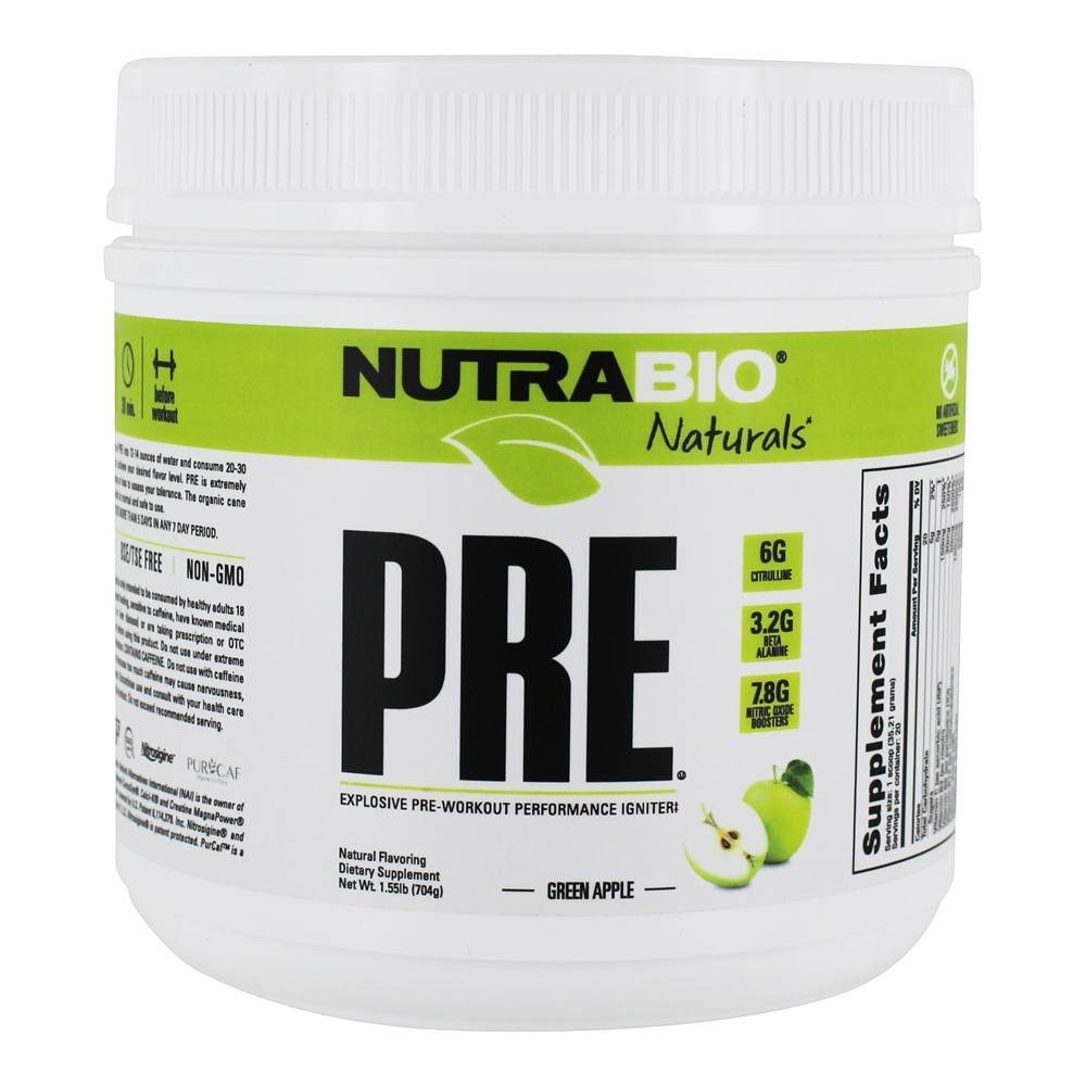 PRE Natural Green Apple 20 Servings - Pre-Workout Supplements NutraBio