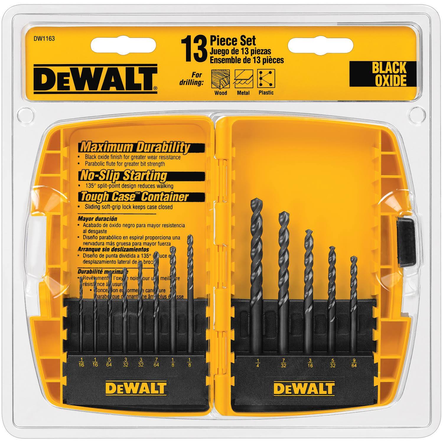 Dewalt DW1163 Black Oxide Metal Twist Drill Bit Set - 13 Piece