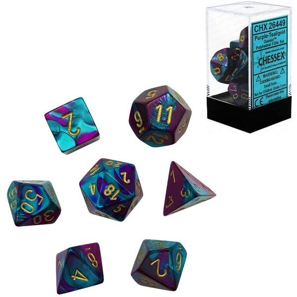 Poly Sets Chessex Dice - Purple-Teal Gold, x7